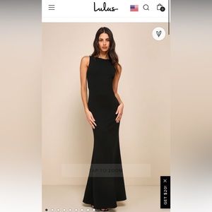 Lulu's Love In Your Eyes Black Knotted Mermaid Maxi Dress